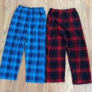 Cozy Blue and Red Plaid Pajama Bottoms with Soft Flannel Fabric